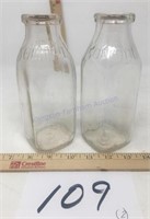 Vintage Bowman pint milk bottles