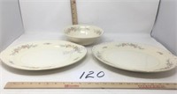 Homer Laughlin serving platters and bowl