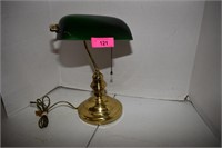 Green Glass & Brass Desk Lamp