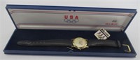 Bulova Olympics wrist watch in box.