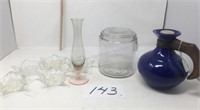 Candleholders; bud vase- pitcher and jar container