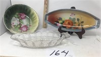 Vintage Bowl and relish dishes porcelain, glass