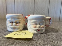 Pair of Vintage Christmas Ceramic Santa Mugs
