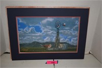 Texas Longhorn, Windmill Print by George Boutwell