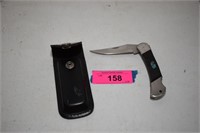 Sharp Folding Knife in Belt Holder