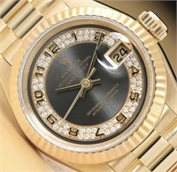 Rolex Ladies President Gray Arabic Myriad Watch