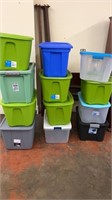Twelve Empty Storage Containers
