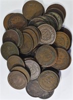 (50) MIXED 1800'S DATE INDIAN HEAD CENTS
