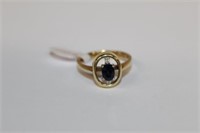 14K Yellow Gold Sapphire & Diamond Ring