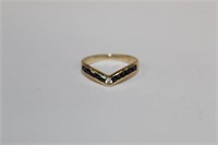 14K Yellow Gold petite Sapphire & Diamond Ring