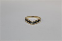 14K Yellow Gold petite Sapphire & Diamond Ring