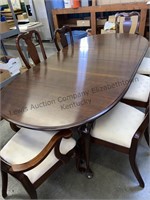Cherry dining table with 5 matching chairs, 2