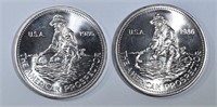 (2) ONE OZ .999 SILVER ROUNDS