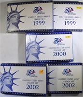 1999 (2), 00, 02 (2) US PROOF SETS