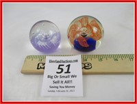 *2 - VINTAGE GLASS PAPERWEIGHTS