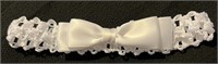 White Bow Baby Headband Christening or Wedding