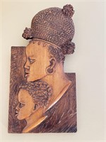 Gorgeous Mother/Child African Wood Wall Carving