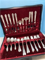 Rogers Sterling silver flatware set with storage