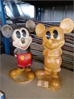 2 CARVED WOOD MICKEY MOUSE FIGURES AROUND 20