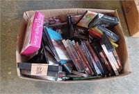 BOX OF WORKOUT DVDS, VHS, CDS