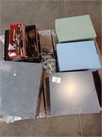 PALLET W/4 METAL CABINETS, TOOLBOX W/CONTENTS -