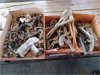 3 BOXES OF C CLAMPS, DRILL BITS, CLAMPING TOOLS