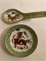 Vintage Dragon Saucer And Spoon Set
