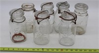 (7) CLEAR BALL IDEAL CANNING JARS GLASS/BAIL TOP