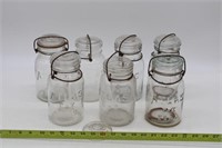 (7) CLEAR CANNING JARS BAIL & GLASS LIDS