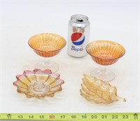 (4) CARNIVAL MARIGOLD GLASS PIECES