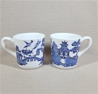 Pair Of Willow Blue Coffee Mugs