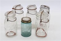 (6) GLASS CANNING JARS
