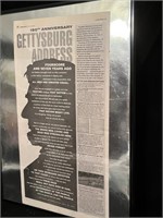 Framed THE GETTYSBURG ADDRESS newspaper article