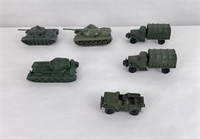 Collection of Plastic Army Trucks and Tanks