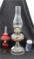 (2) GLASS OIL LAMPS