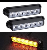 (2) Amber 6 LED Strobe Lights for Trucks Cars V