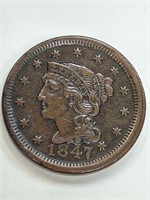 1847 Large cent bu