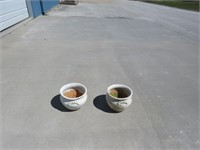 two outdoor planters, ceramic