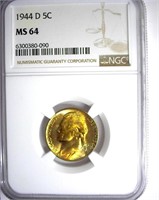 1944-D Nickel NGC MS-64 Golden Toning