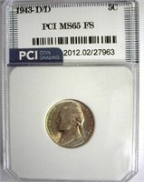 1943-D/D Nickel PCI MS-65 FS LISTS FOR $170