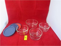 Assorted glass Pyrex with plastic lids