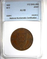 1923 1/12 Shilling NNC AU-58 Jersey