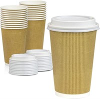 [50 Pack] Disposable Hot Cups with Lids