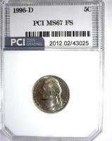 1996-D Nickel PCI MS-67 FS LISTS FOR $260