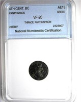 4TH CENT. BC Trace Pantikapaion NNC VF-20 AE15