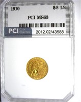 1910 Gold $2.50 PCI MS-63 LISTS FOR $1750