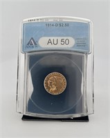 1914 D $2 1/2 Indian Gold Coin