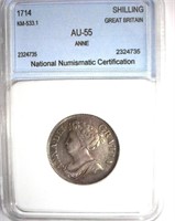 1714 Shilling NNC AU-55 Anne
