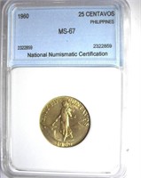1960 25 Centavos NNC MS-67 Philippines