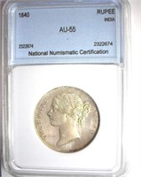 1840 Rupee NNC AU-55 India